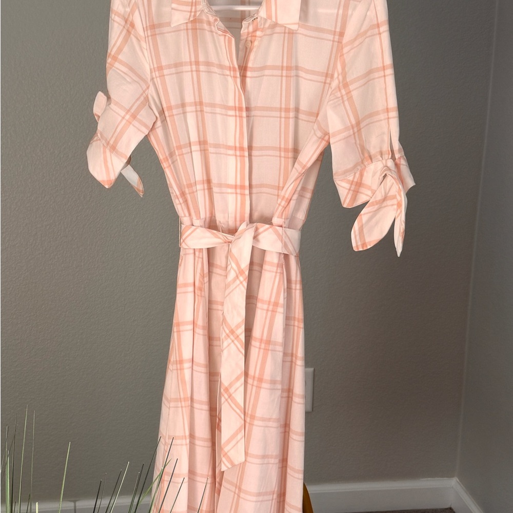Calvin Klein Orange Pink Buttoned Tie Front Dress